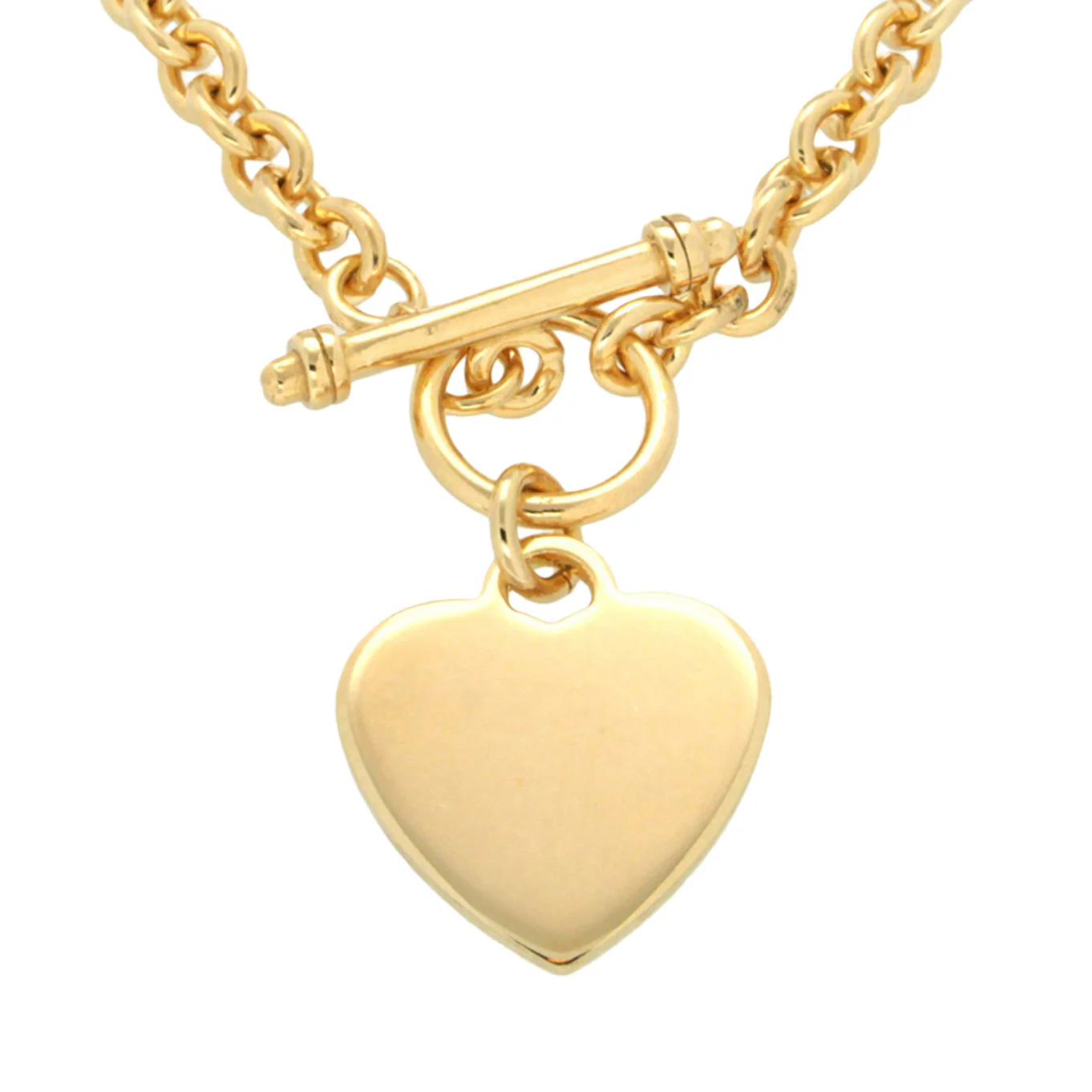 Engravable Heart Pendant on 48cm Belcher Chain in Gold Plated Sterling Silver