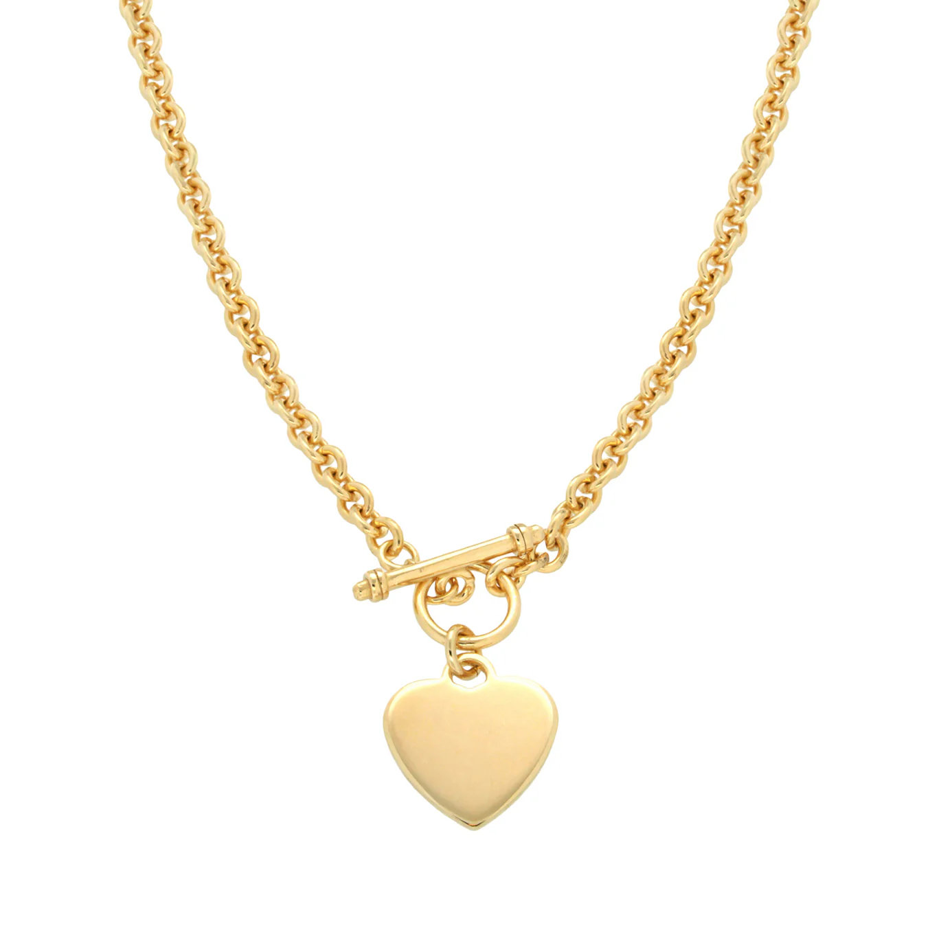 Engravable Heart Pendant on 48cm Belcher Chain in Gold Plated Sterling Silver - Image 2
