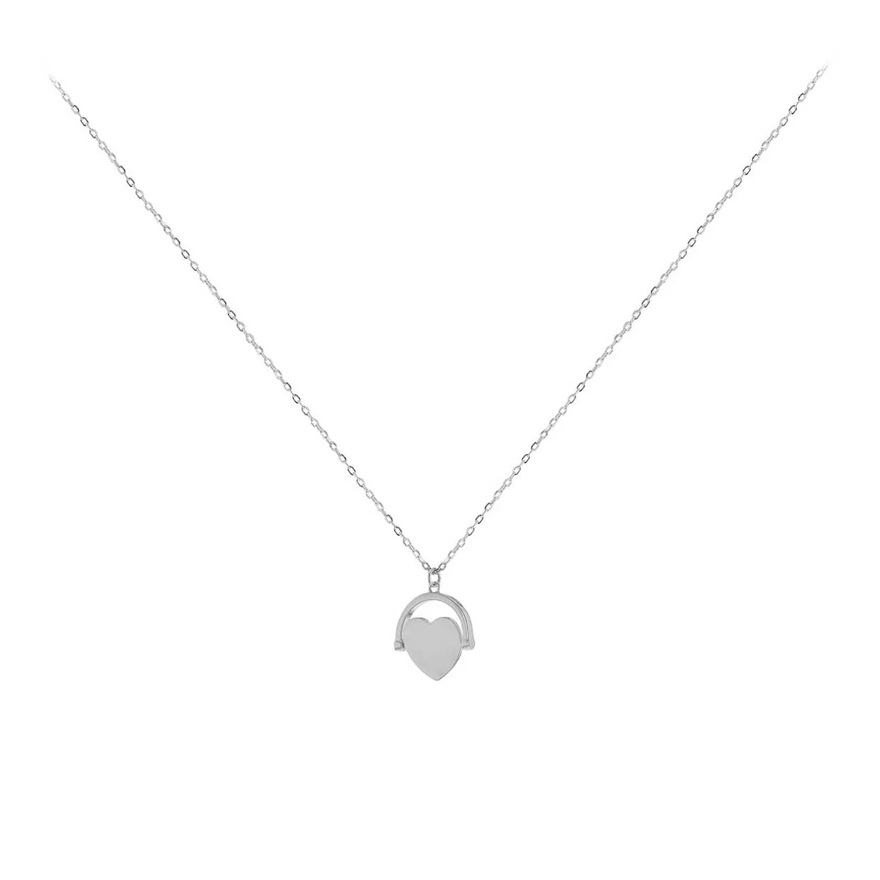 Engravable Heart Spinner Pendant on 45cm Chain in Rhodium Plated Sterling Silver - Image 2