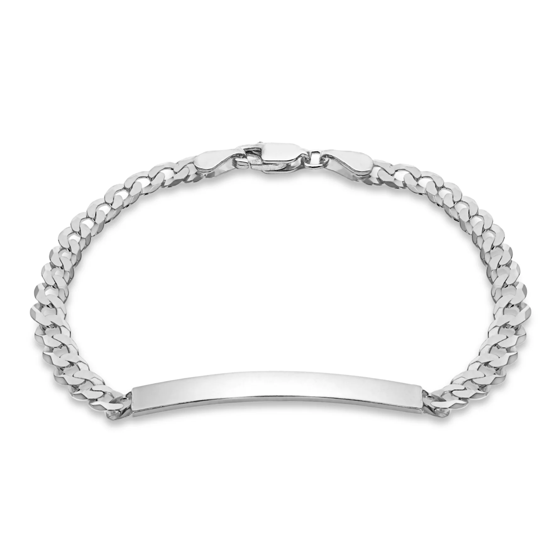 Engravable ID Flat Curb 19cm Bracelet in Sterling Silver