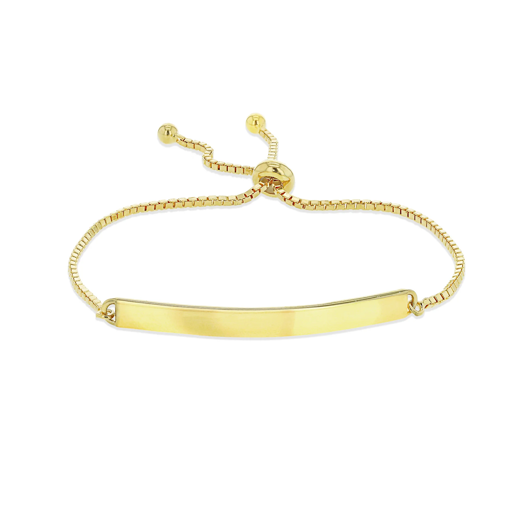 Engravable ID Polished Bolo Bracelet in Gold Plated Sterling Silver