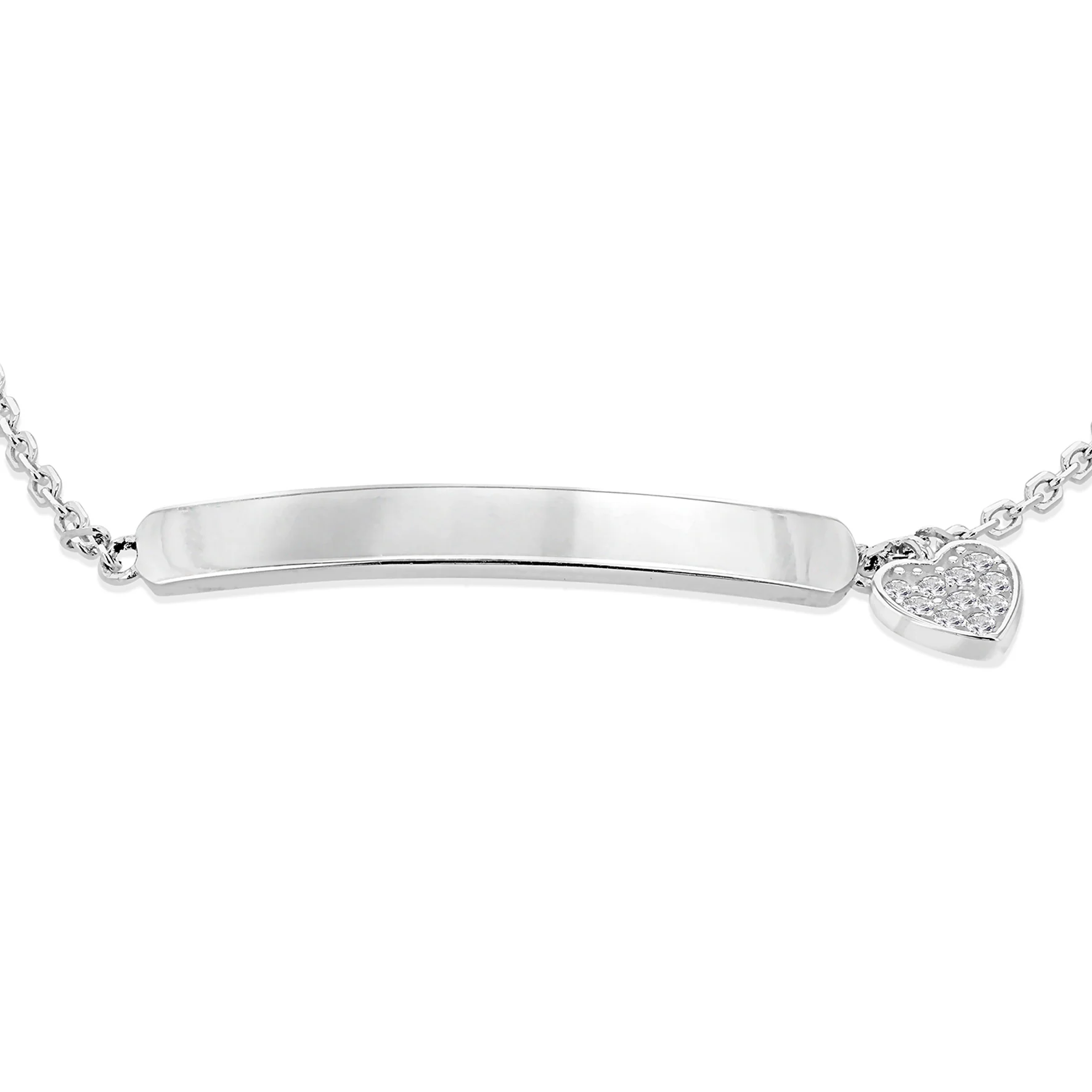 Engravable ID with Heart Charm 18cm Adjustable Bracelet in Sterling Silver - Image 2