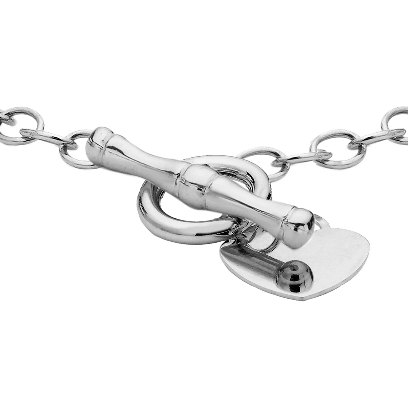 Engravable Small Heart Belcher 19cm Bracelet in Sterling Silver - Image 2