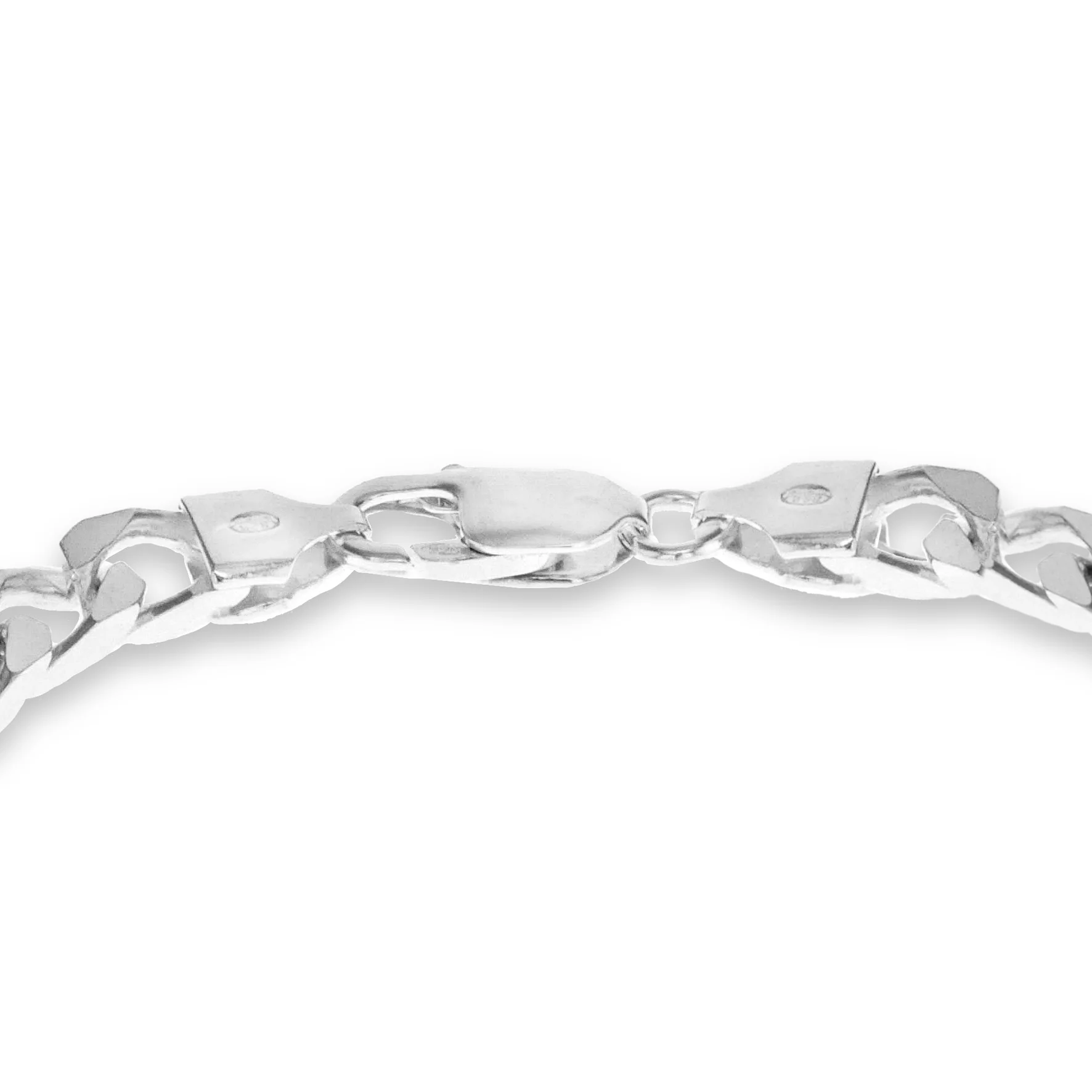 Engravable Square ID Square Curb 20cm Bracelet in Sterling Silver - Image 3