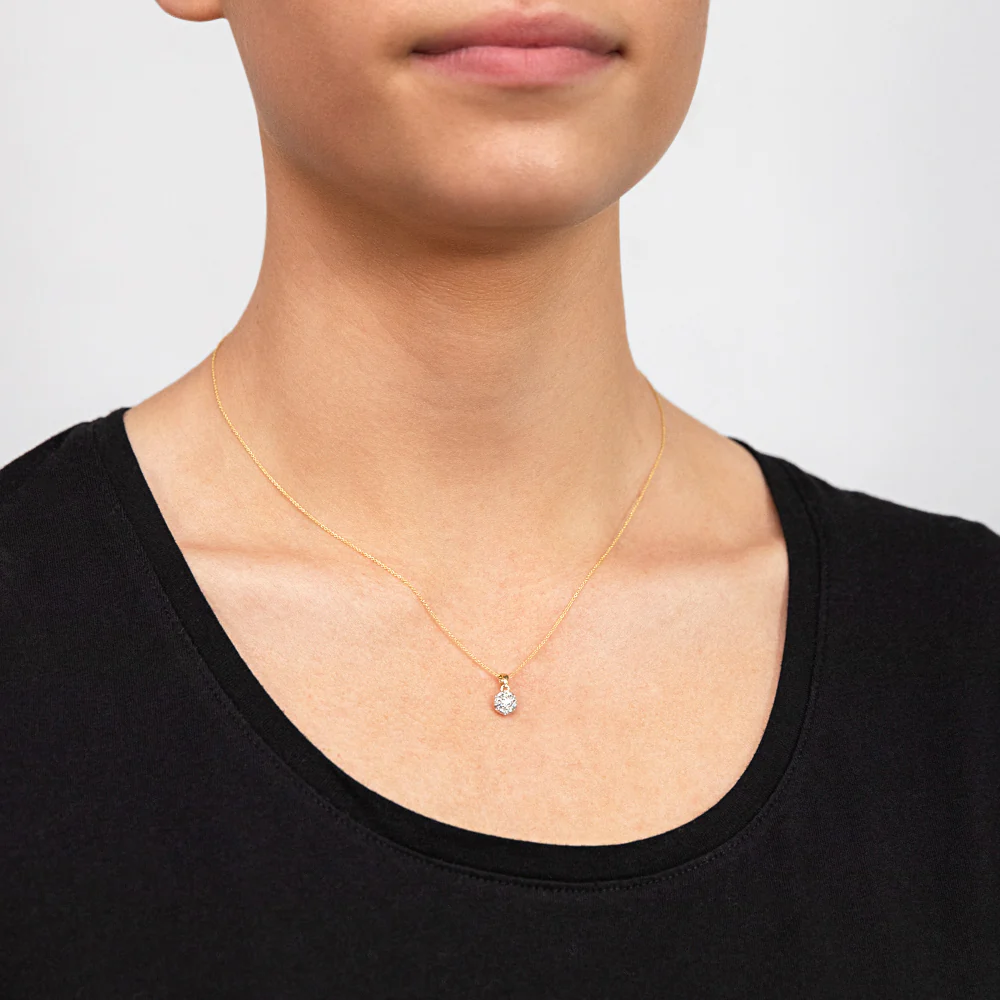 Flawless Cut 1/4 Carat Diamond Cluster Pendant in 9ct Yellow Gold with Chain Included - Image 2