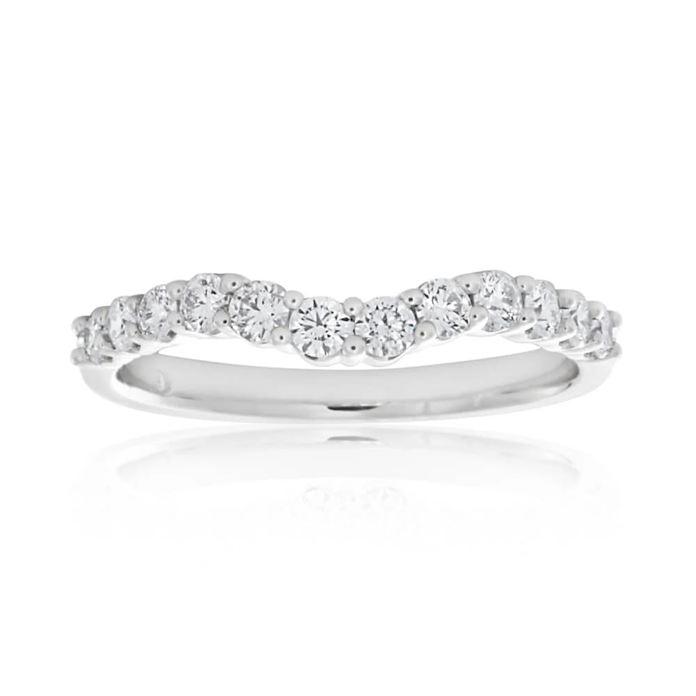 Flawless Cut 18ct White Gold Diamond Curve Ring