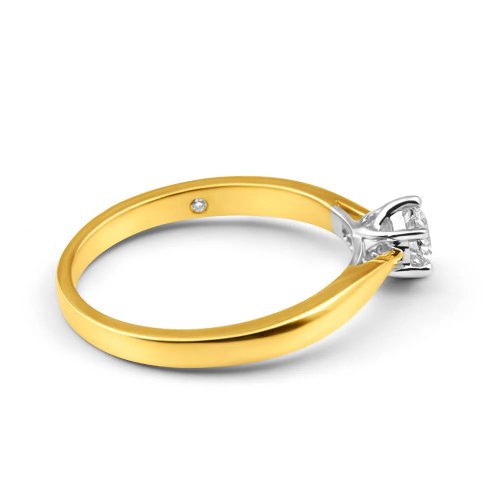 Flawless Cut 18ct Yellow Gold & White Gold Solitaire Ring With 0.4 Carat Diamond - Image 2