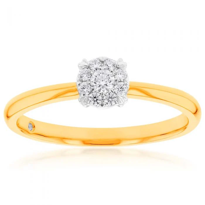 Flawless Cut Diamond Engagment Ring in 9ct Yellow & White Gold