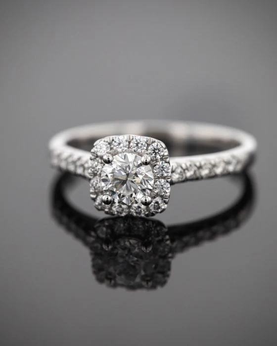 Flawless Cut Platinum Diamond Halo Ring - Image 3