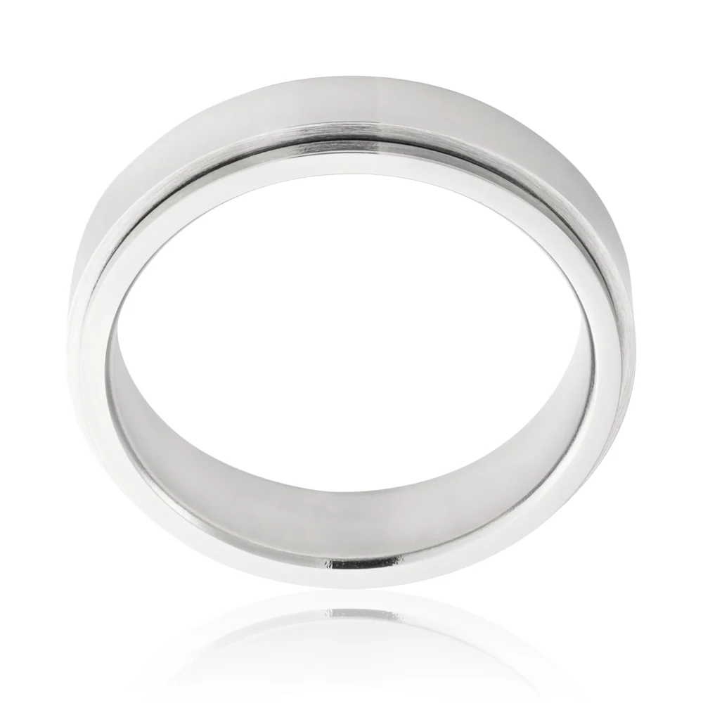 Forte Polished Stainless Steel 6mm Gents Ring with Spinning Centre - Image 2
