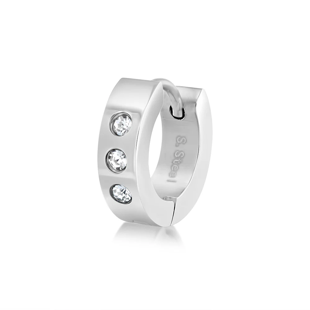 Forte Stainless Steel Cubic Zirconia Hoop Single Earring (One Piece Only) - Image 2