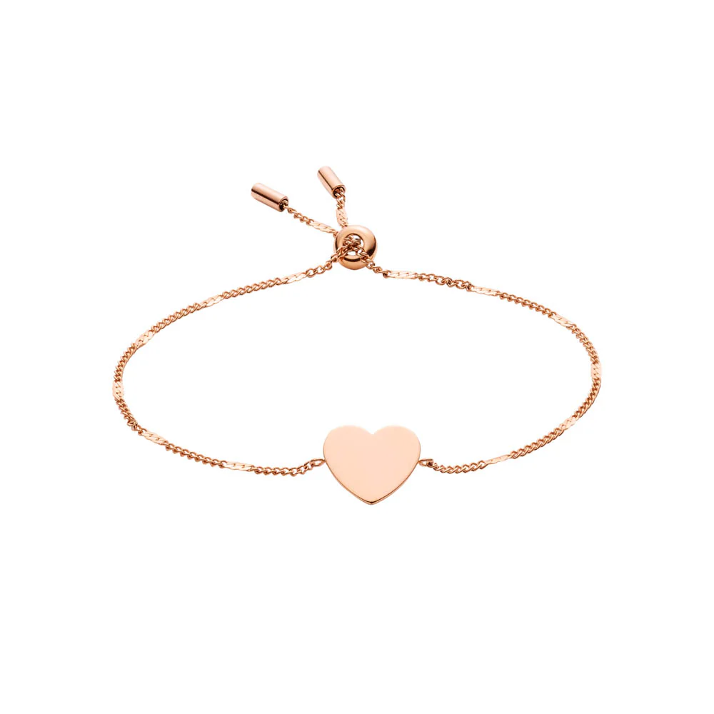 Fossil Rose Gold Plated Stainless Steel Drew Heart Bracelet