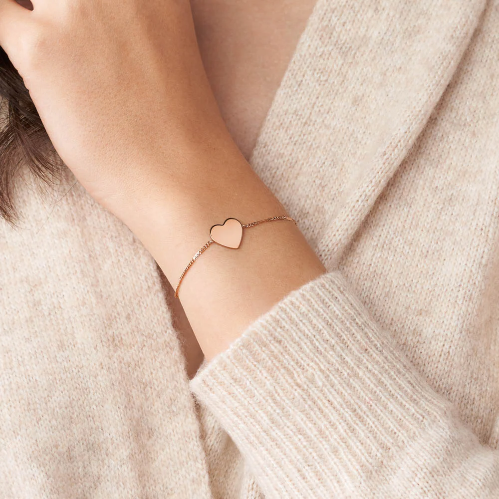 Fossil Rose Gold Plated Stainless Steel Drew Heart Bracelet - Image 5