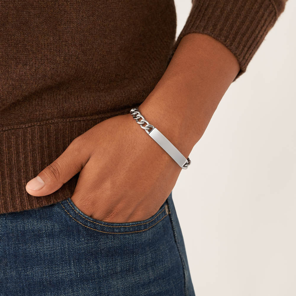 Fossil Stainless Steel Drew ID 22.4cm Bracelet - Image 6