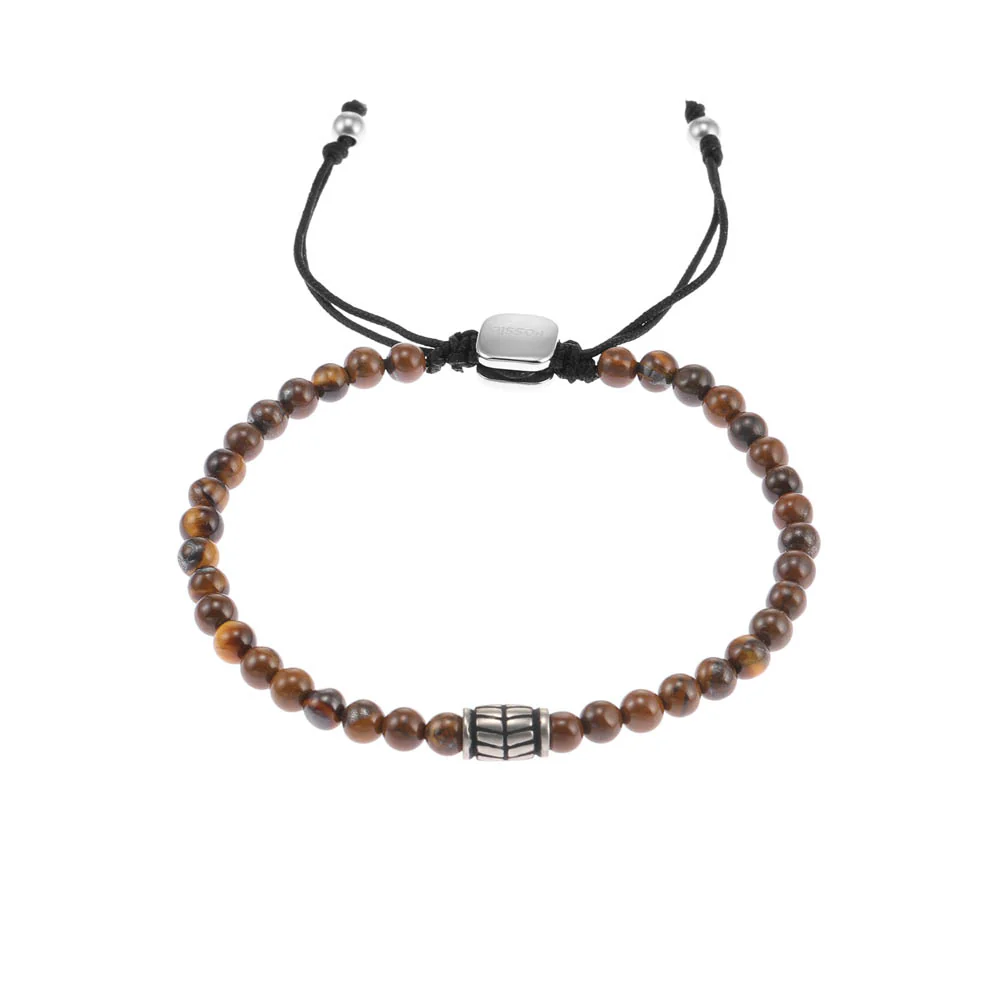 Fossil Stainless Steel Tiger Eye Beaded 25cm Bracelet - Image 6