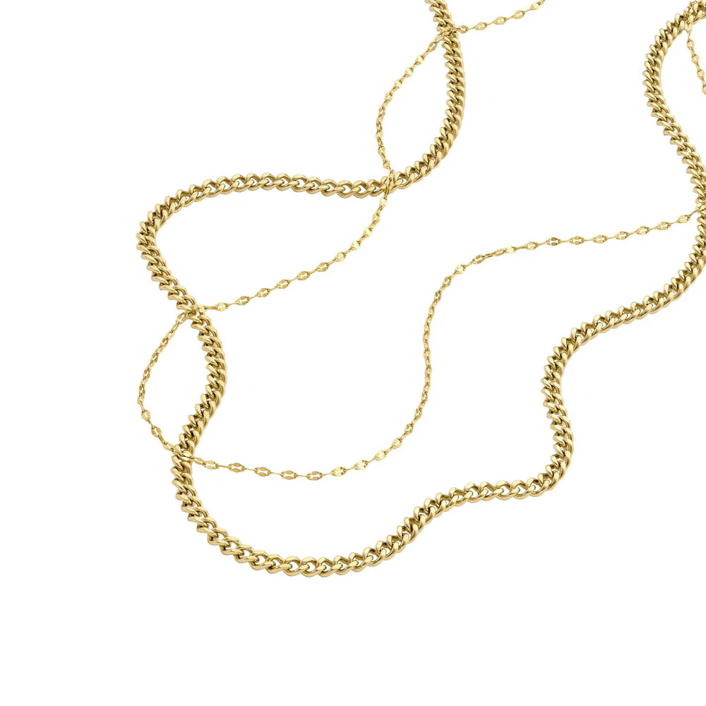 Fossil Yellow Gold Plated Stainless Steel Chain Set - Image 3