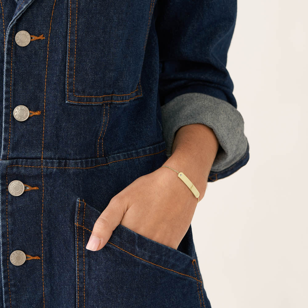 Fossil Yellow Gold Plated Stainless Steel Drew ID Bracelet - Image 5