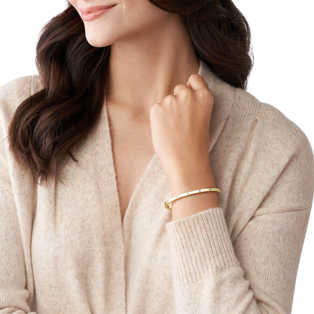 Fossil Yellow Gold Plated Stainless Steel Sadie Cuff Bangle - Image 3