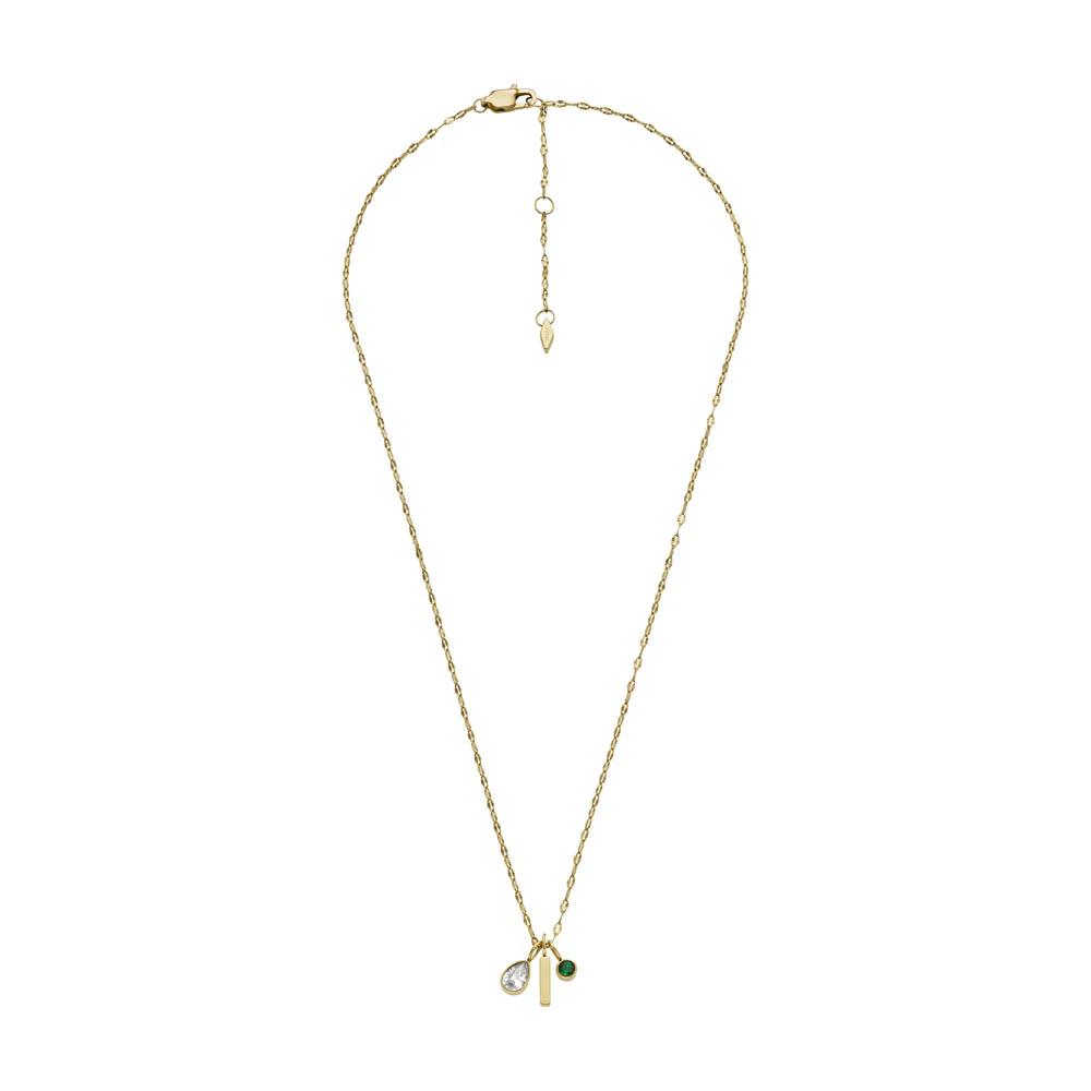 Fossil Yellow Gold Plated Stainless Steel Sadie Pendant with Chain