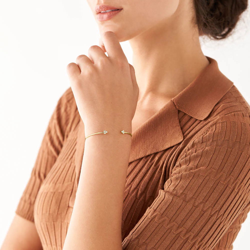 Fossil Yellow Gold Plated Stainless Steel Sadie Trio Glitz Cuff Bangle - Image 4