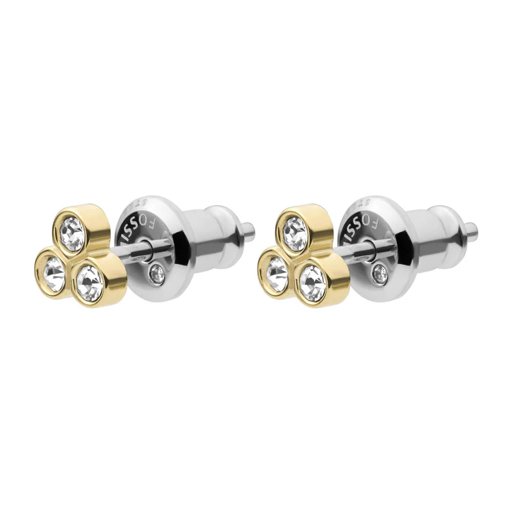Fossil Yellow Gold Plated Stainless Steel Sadie Trio Glitz Stud Earring - Image 3