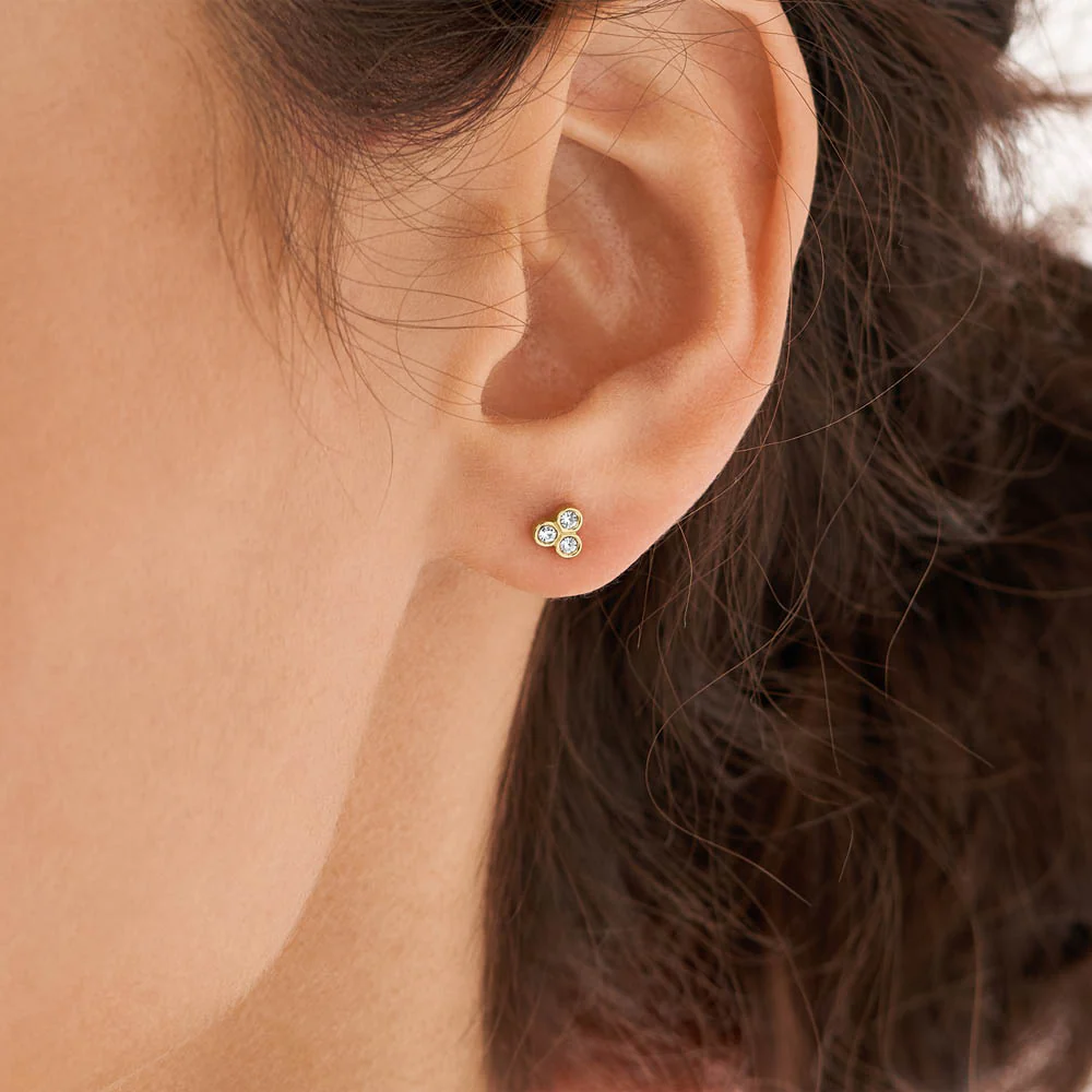 Fossil Yellow Gold Plated Stainless Steel Sadie Trio Glitz Stud Earring - Image 4