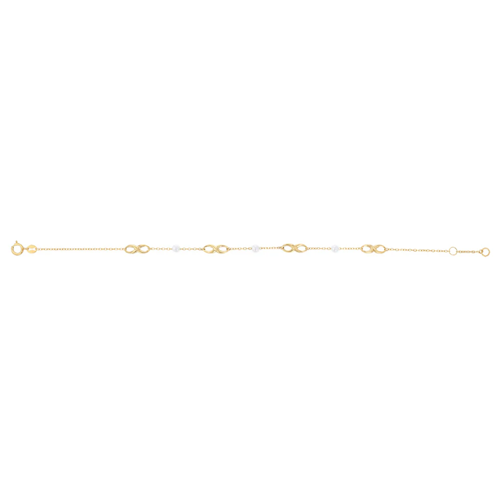 Freshwater Pearl 19cm Adjustable Infinity Bracelet in 9ct Yellow Gold - Image 2