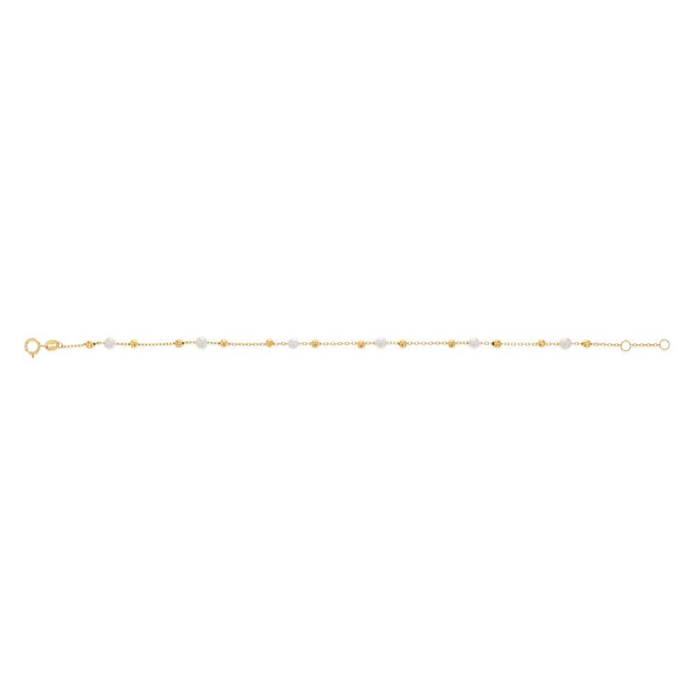 Freshwater Pearl Fancy Bracelet 19.10cm in 9ct Yellow Gold - Image 2