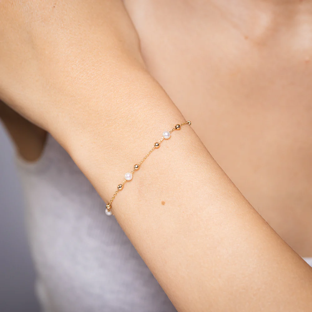 Freshwater Pearl Fancy Bracelet 19.10cm in 9ct Yellow Gold - Image 6