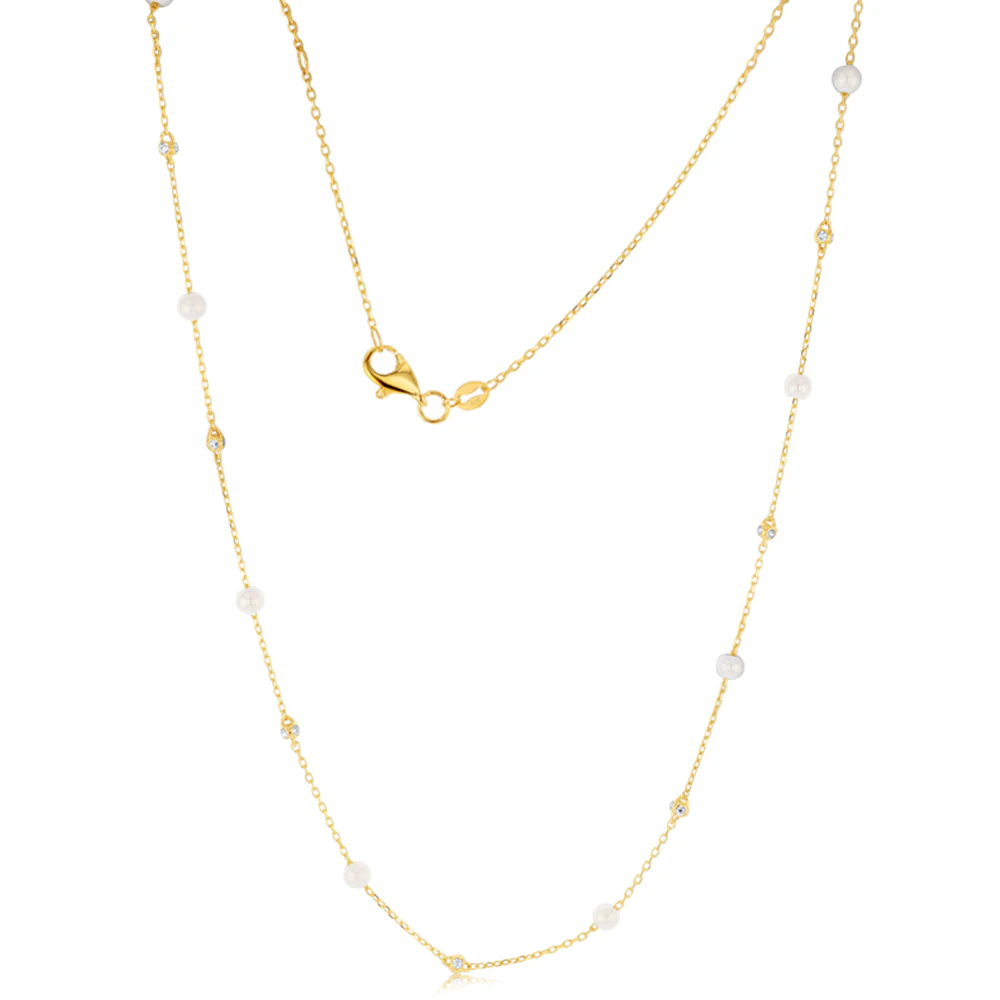 Freshwater Pearl on Adjustable 45cm Length in 9ct Yellow Gold Chain