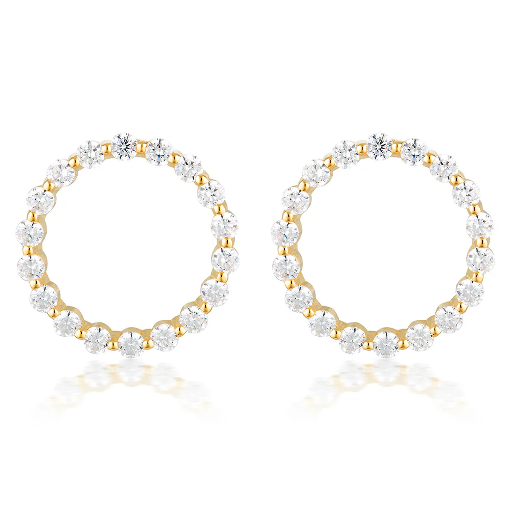 Georgini Gold Plated Sterling Silver Circle Of Life Large Stud Earrings