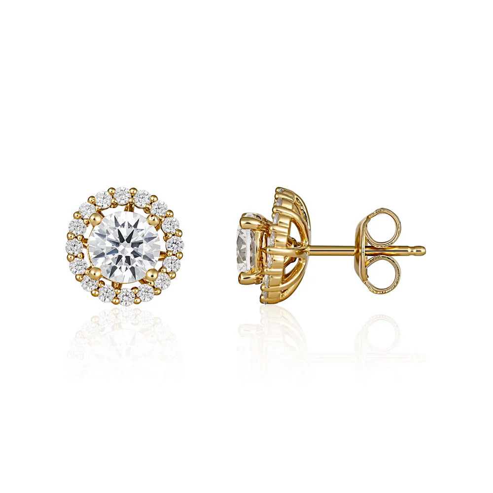 Georgini Heirloom Gold Plated Sterling Silver Zirconia Esteem Stud Earrings