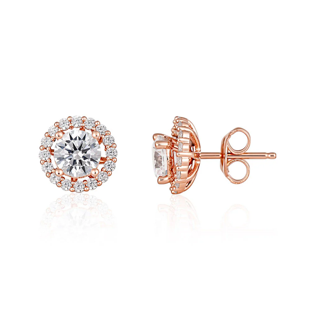 Georgini Heirloom Rose Gold Plated Sterling Silver Zirconia Esteem Stud Earrings