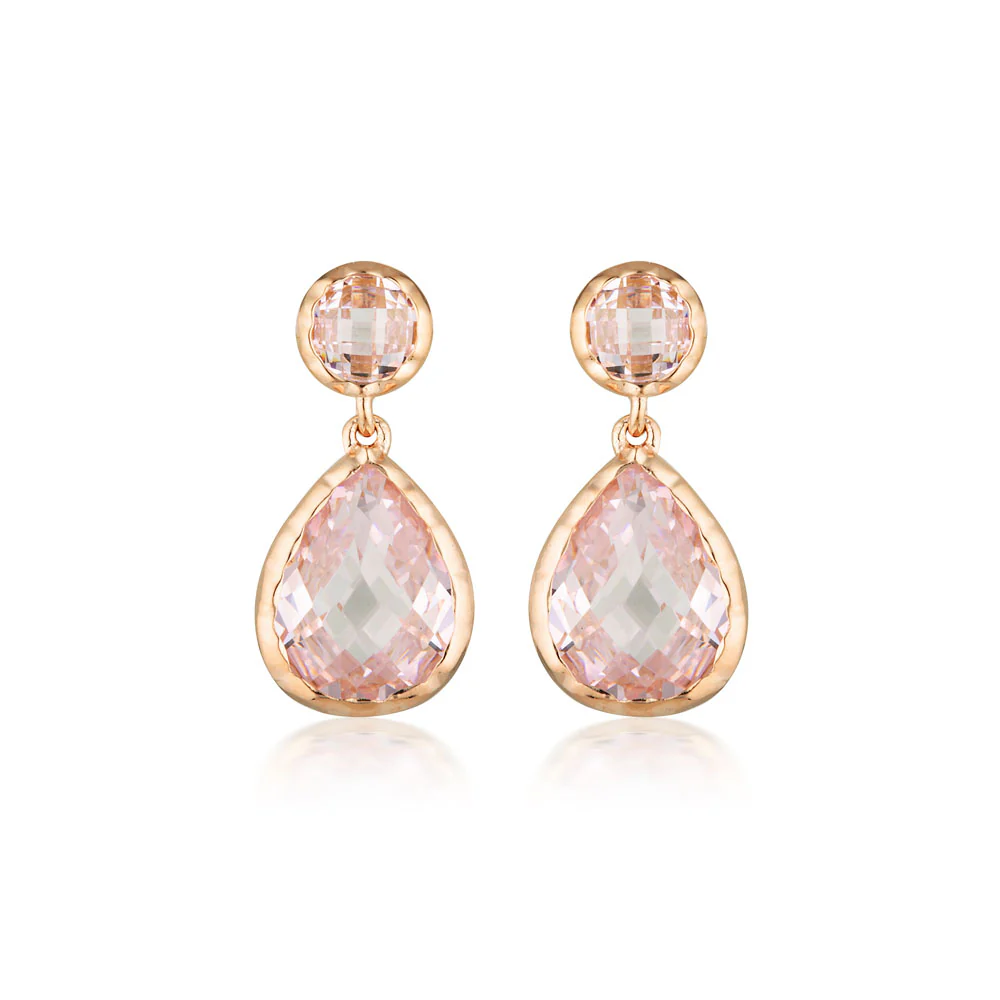 Georgini Luxe Rose Gold Plated Sterling Silver Pink Zirconia Nobile Earrings