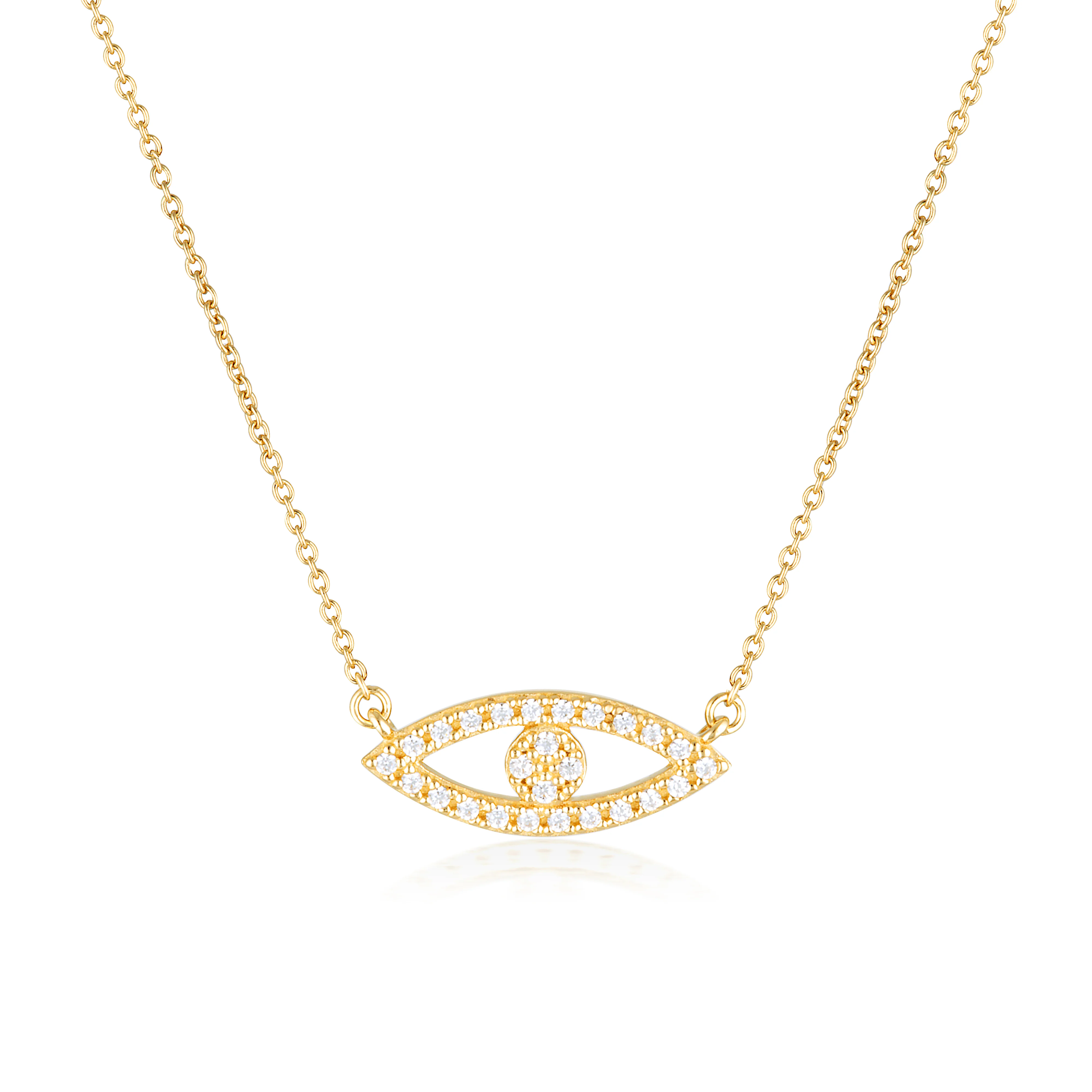 Georgini Rock Star Gold Plated Sterling Silver Evil Eye Pendant On Chain