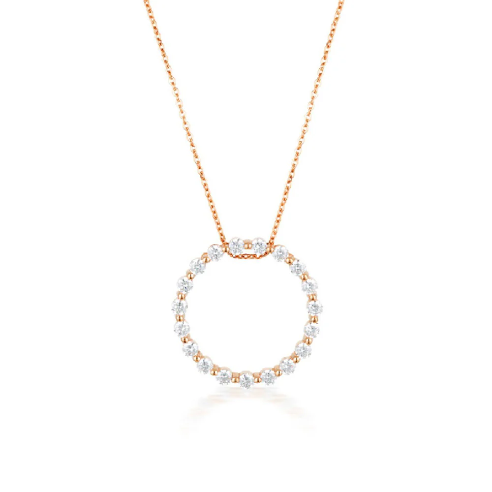 Georgini Rose Gold Plated Sterling Silver Zirconia Circle Of Life Pendant On Chain