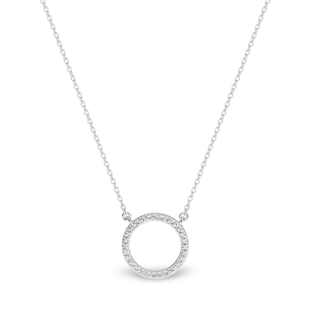Georgini Sterling Silver Zirconia Circle Pendant with Chain