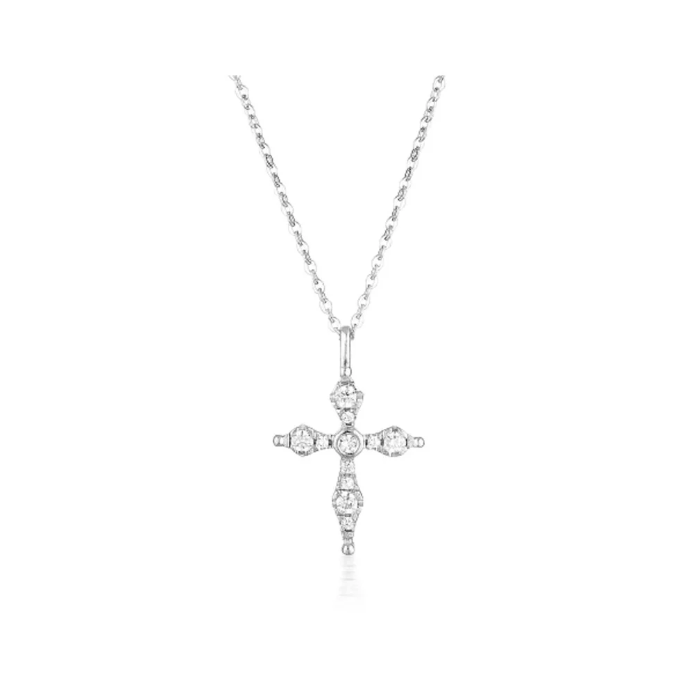 Georgini Sterling Silver Zirconia Cross Pendant On Chain
