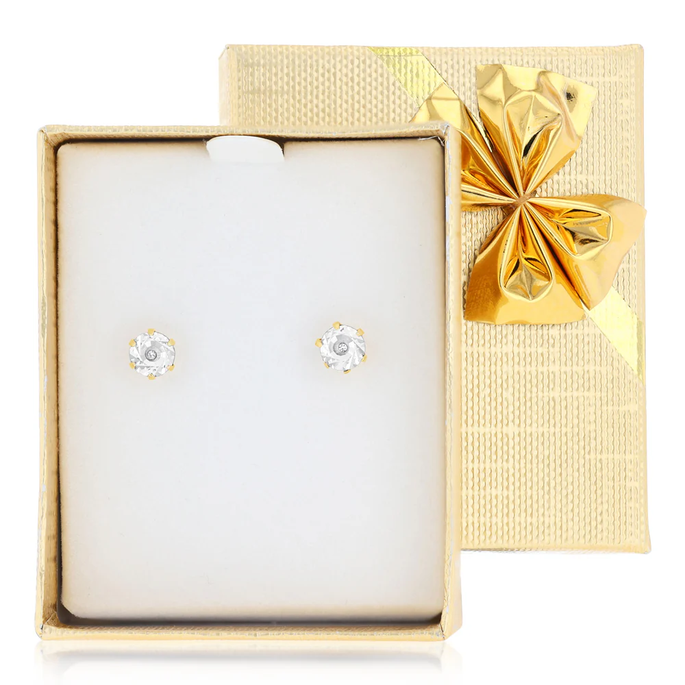Gift Boxed Hypo Allergenic Gold Plated Diamond Studs - Image 4