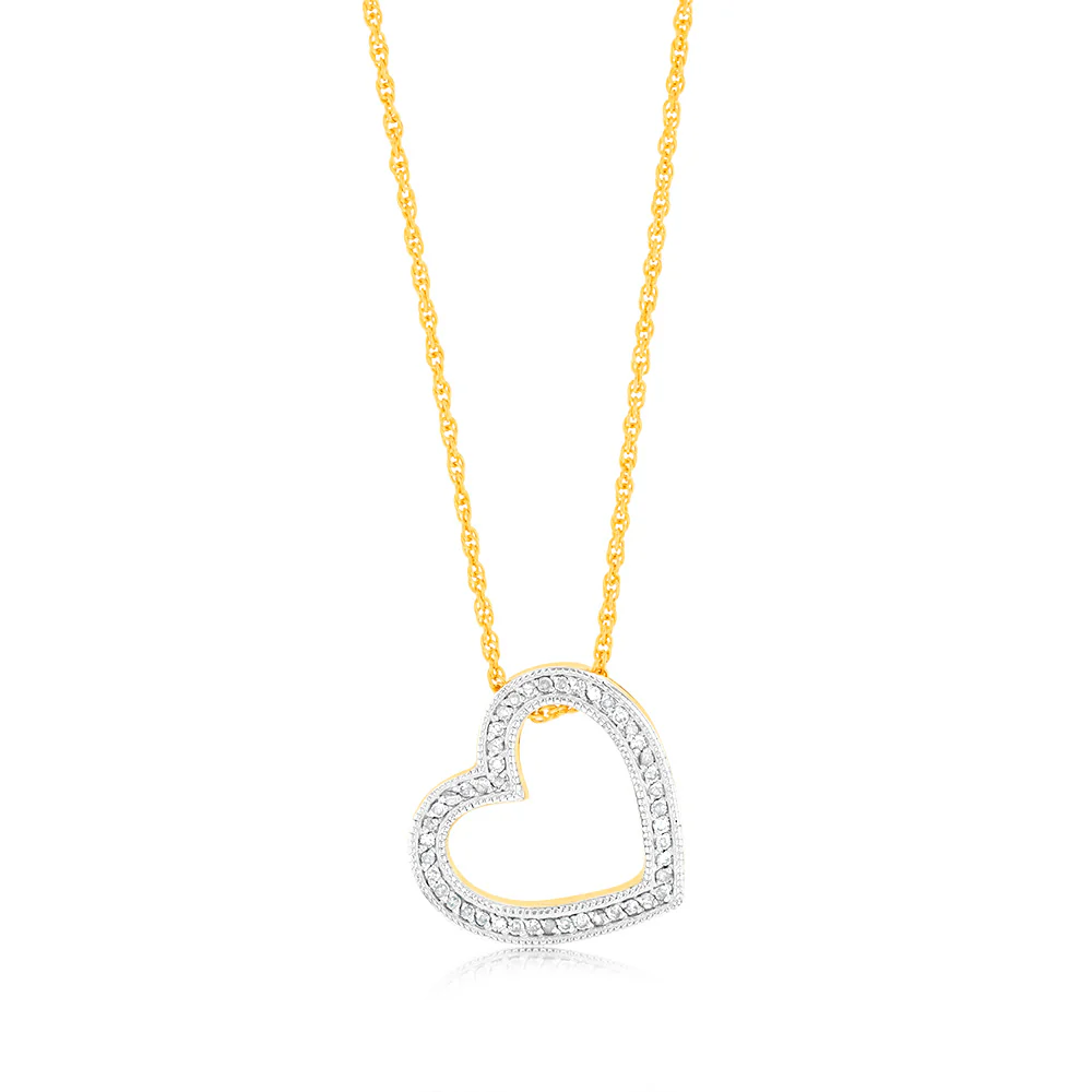 Gold Plated Silver 1/4 Carat Diamond Pendant on 45cm Chain
