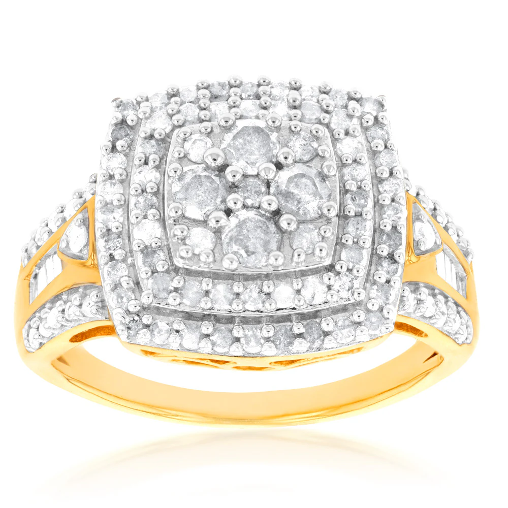 Gold Plated Silver 1 Carat Diamond Dress Ring
