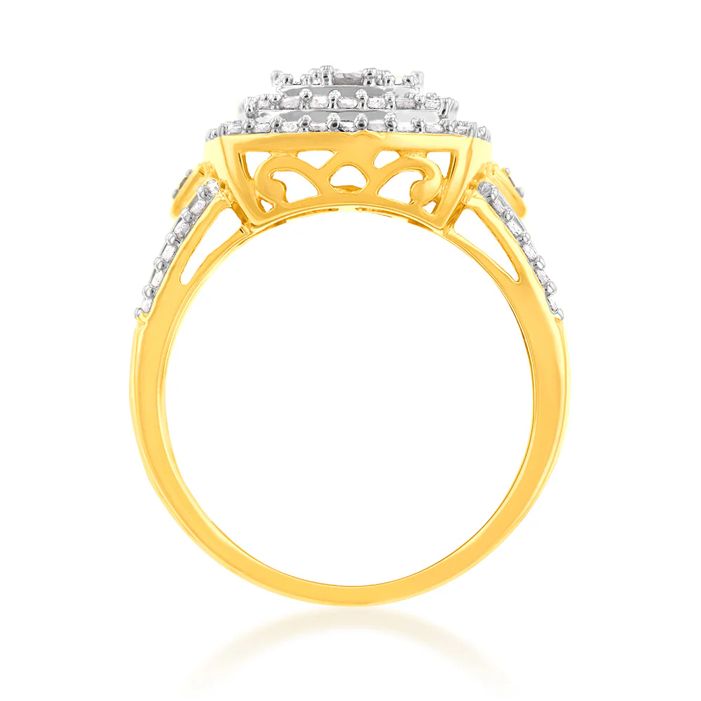 Gold Plated Silver 1 Carat Diamond Dress Ring - Image 2