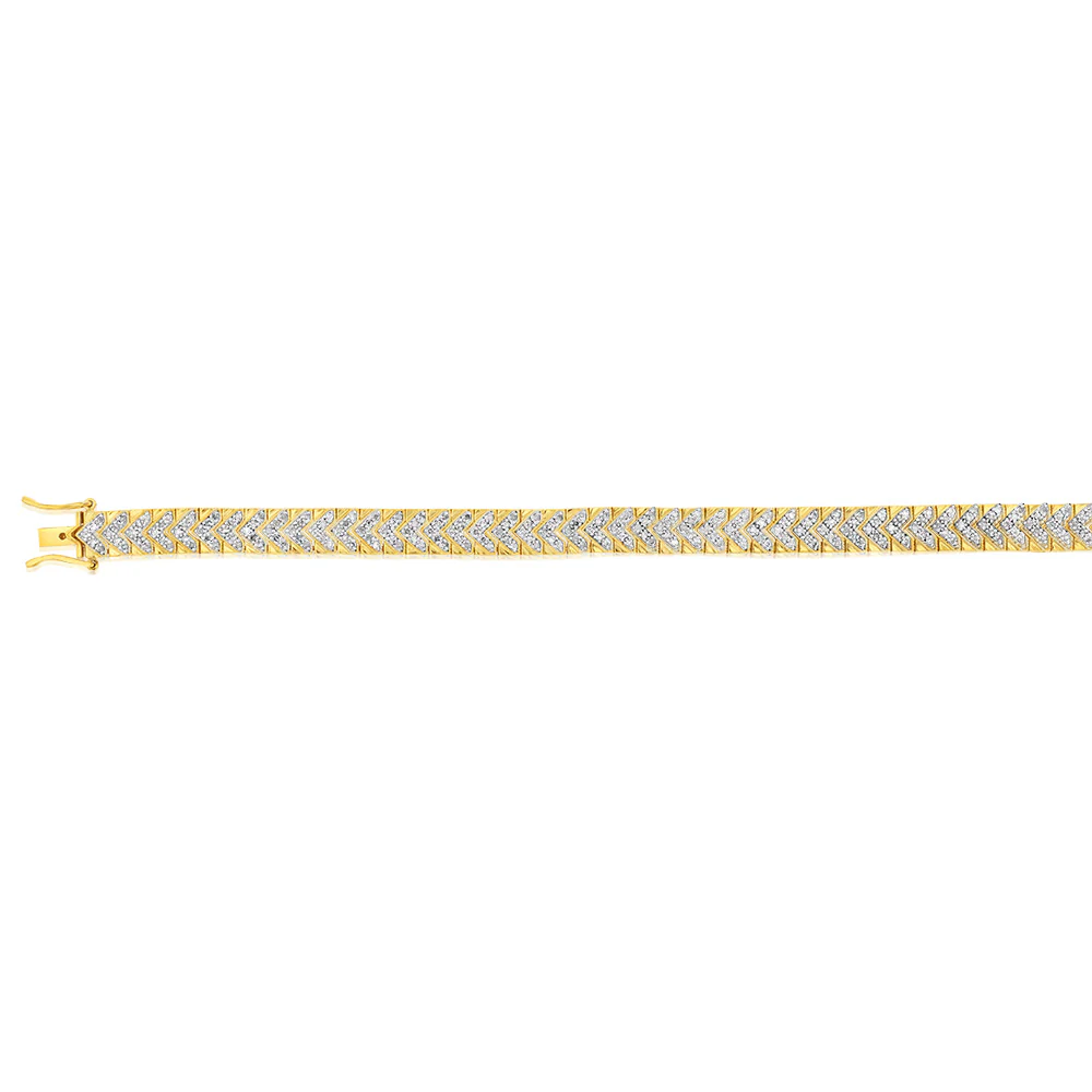 Gold Plated Silver 2 Carats Diamond Bracelet 19cm - Image 2