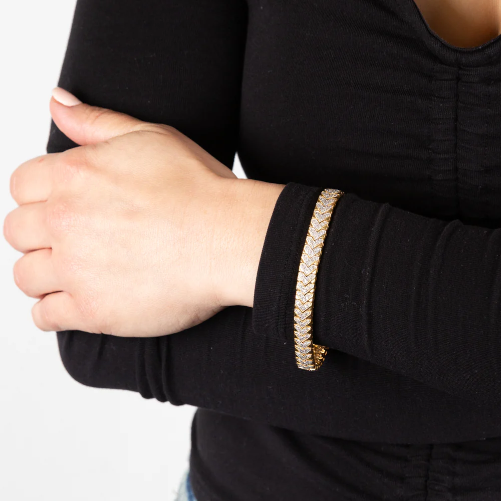 Gold Plated Silver 2 Carats Diamond Bracelet 19cm - Image 3
