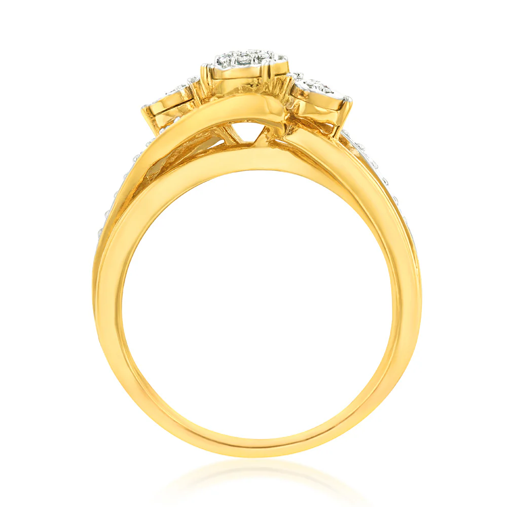 Gold Plated Silver Diamond Dress Ring - Image 2