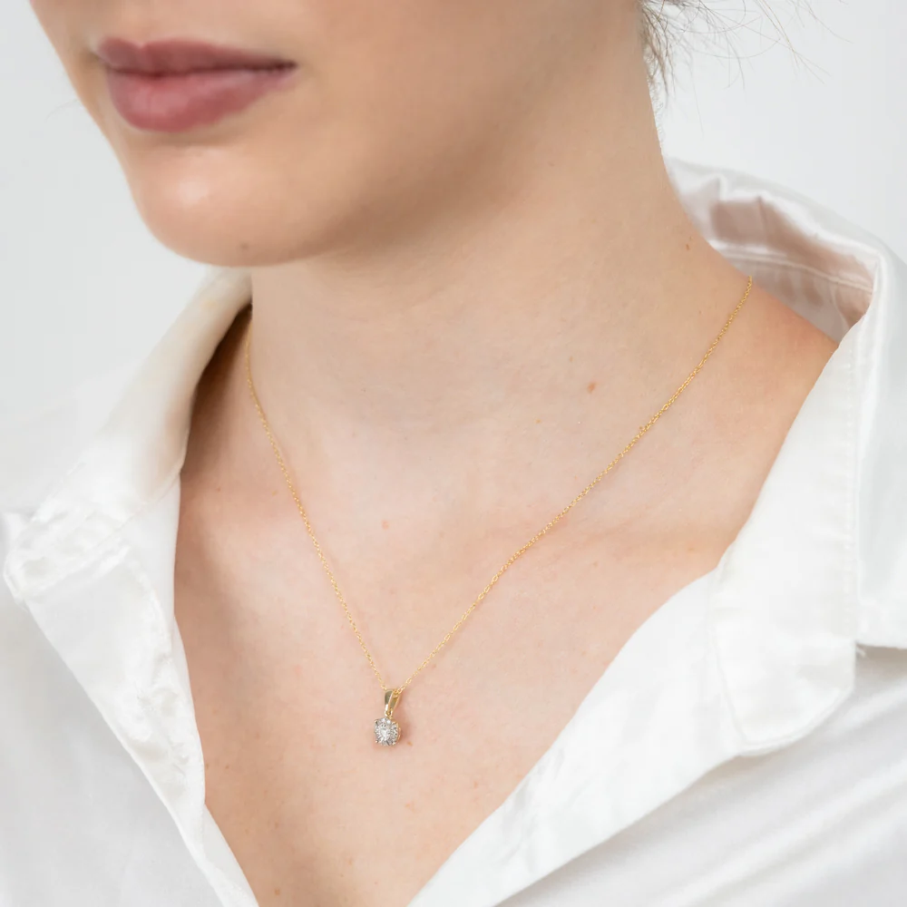Gold Plated Sterling Silver 1/10 Carat Natural Diamond Pendant on 46cm Chain - Image 2