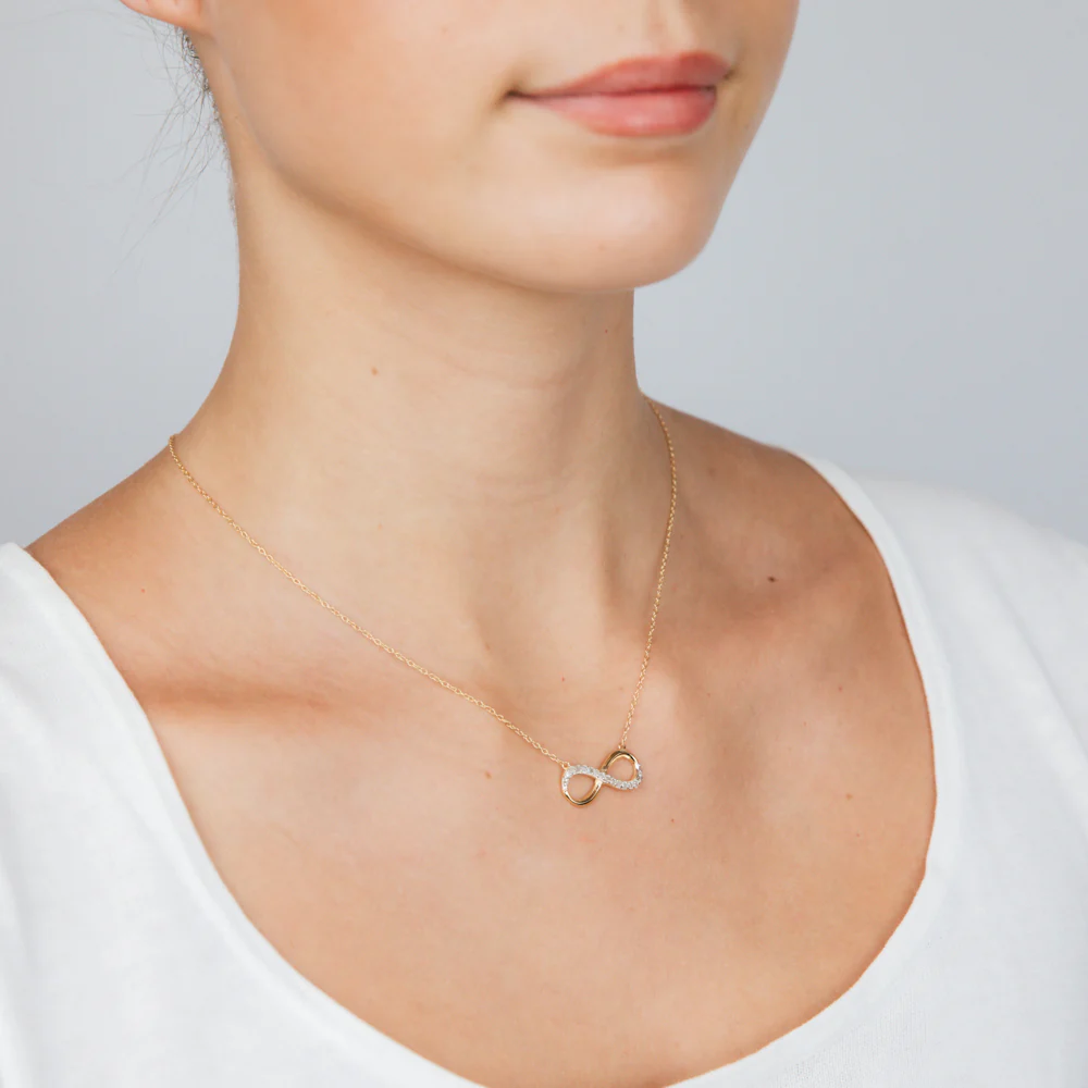 Gold Plated Sterling Silver 1/4 Carat Diamond Infinity Pendant on 45cm Chain - Image 2