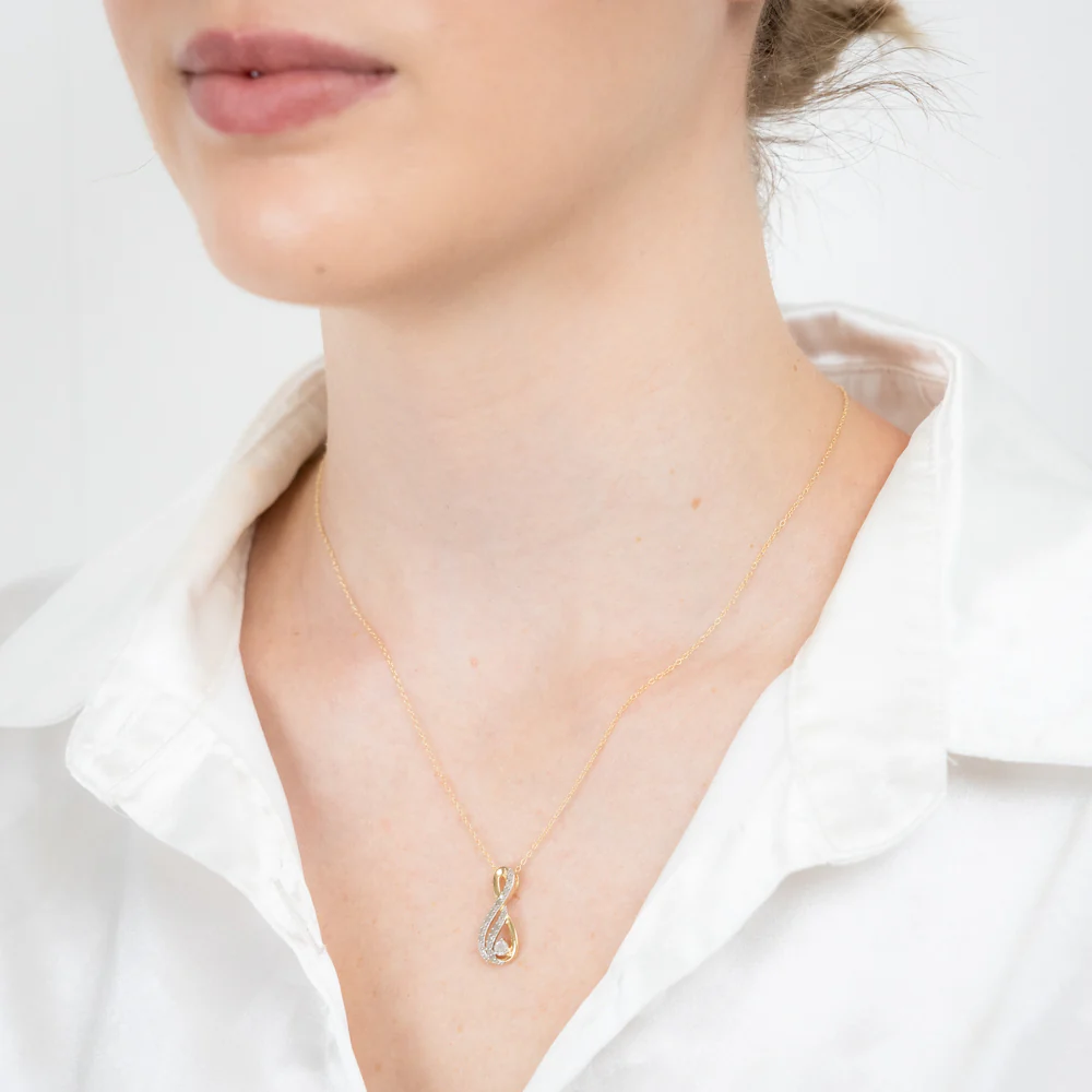 Gold Plated Sterling Silver 1/5 Carat Diamond Infinity Pendant on 46cm Chain - Image 2