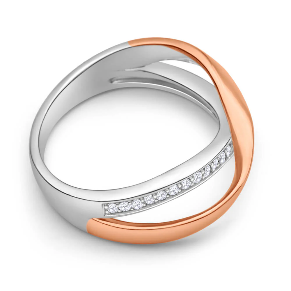 Gold Plated Sterling Silver Cubic Zirconia Cross Over Ring - Image 2