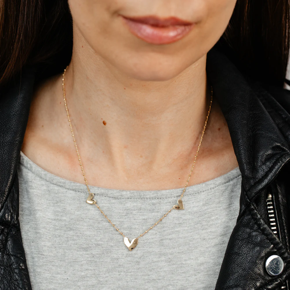 Gold Plated Sterling Silver Hearts Necklace - Image 4